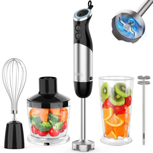 KOIOS Immersion Blender Handheld, 1000W 12-Speed 5 in 1 Hand Mixer Stick Blender with 304 Stainless Steel Blade, Food Processor, Beaker, Egg Whisk and Milk Frother, for Smoothies Puree