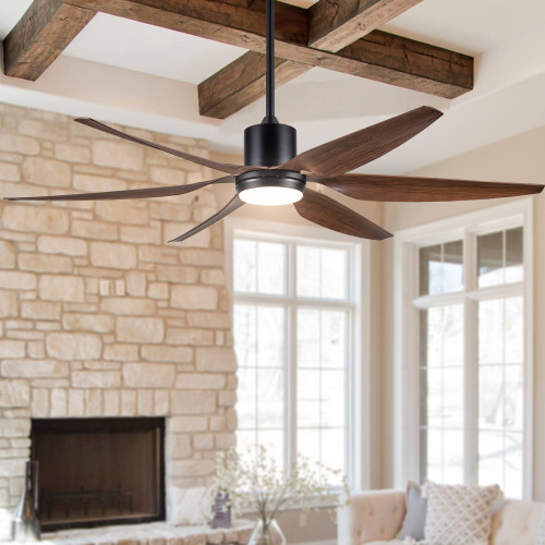 66 in. Integrated LED Farmhouse  Smart Ceiling Fan with Distressed Wood Blades