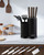 Knife Block Holder, Cookit Universal Knife Block without Knives, Unique Double-Layer Wavy Design, Round Black Knife Holder for Kitchen, Space Saver Knife Storage with Scissors Slot