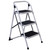 Home Use 3-Step Short Handrail Iron Ladder Black & White YF