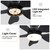 30 Inch Modern Floral Art Matte Black Indoor LED Flush Mount Small Ceiling Fan With Light and Remote Control