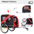 Dog Bike Trailer, Breathable Mesh Dog Cart with 3 Entrances, Safety Flag, 8 Reflectors, Folding Pet Carrier Wagon with 20 Inch Wheels, Bicycle Carrier for Medium and Small Sized Dogs