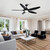 YUHAO 60 in. Integrated LED Indoor&Outdoor Matte Black Ceiling Fan with Light Kit and Remote