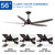 56 in. Indoor&Outdoor Integrated LED Natural Brown Ceiling Fan with Light Kit and Remote Control