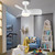 YUHAO 28 in. Integrated LED Kid's Room Matte White Ceiling Fans with Light Kit and Remote Control