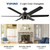 60 In. Modern Indoor Large Black Gold Ceiling Fan With LED Light and Remote Control