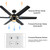 60 In. Modern Indoor Large Black Gold Ceiling Fan With LED Light and Remote Control