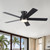 YUHAO 52 in. Indoor Integrated LED Matte Black Low Profile Ceiling Fan with Reversible DC Motor and 5 Plywood Blades