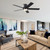 YUHAO 52 in. Indoor Integrated LED Matte Black Low Profile Ceiling Fan with Reversible DC Motor and 5 Plywood Blades