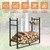 33 Inch Firewood Rack with Removable Kindling Holder Steel Fireplace Wood