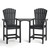 Patio Bar Stools Adirondack Arm Chairs Set of 2, All Weather Outdoor Furniture Wood-Like HDPE Deck Backyard Garden Dining Chairs, Beach Balcony Chair Barstool with Removable Table