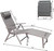 Aluminum Outdoor Folding Reclining Adjustable Chaise Lounge Chair with Cup Holder for Outdoor Patio Beach 