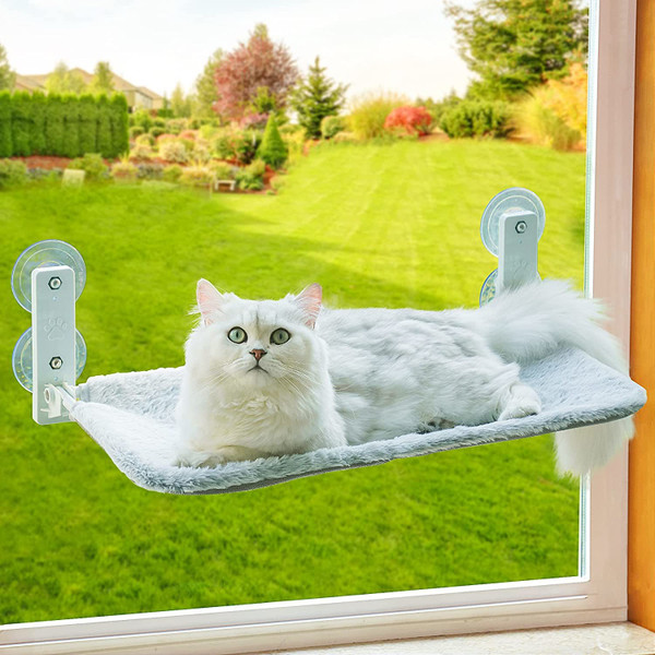 Cat Window Perch Foldable Hammock with Steel Frame and Strong Suction Cup Mount