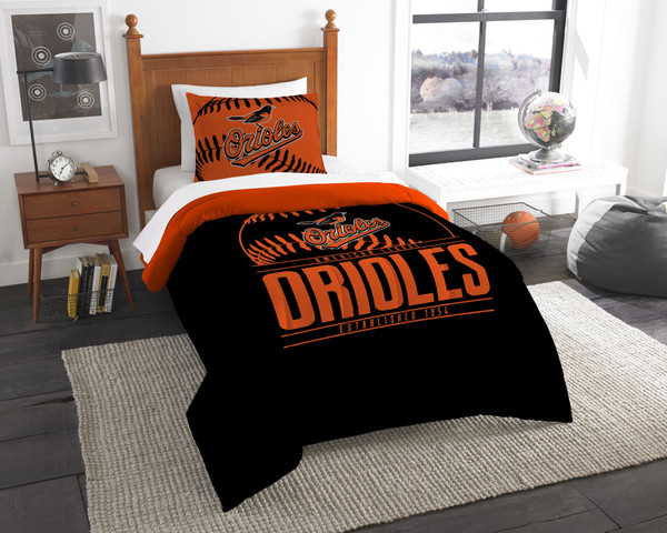 Orioles OFFICIAL Major League Baseball; Bedding; Printed Twin Comforter (64"x 86") & 1 Sham (24"x 30") Set