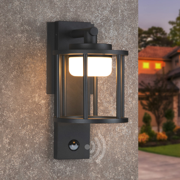 Inowel Motion Sensor Outdoor Wall Porch Light 650Lm 6.5W GX53 LED Bulb Modern Wall Sconce 3000K 36311