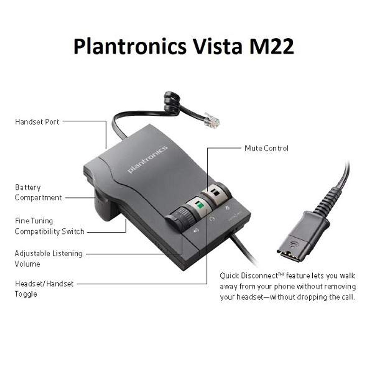 極上イタリア製 Plantronics Vista M22 Headset Amplifier by PLANT