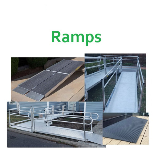 Ramps - also known as handicap ramps, threshold ramps, modular ramps, portable ramps, installed ramps, etc.