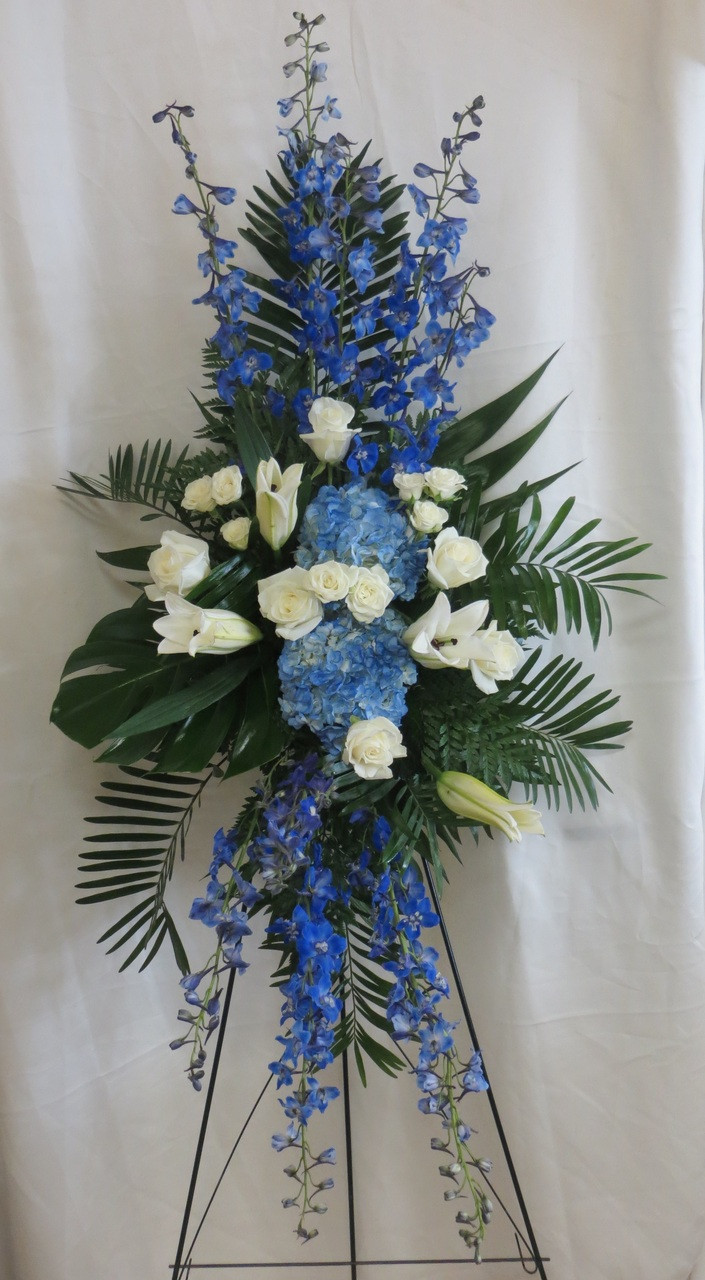 Ocean Blue Funeral Flowers Spray