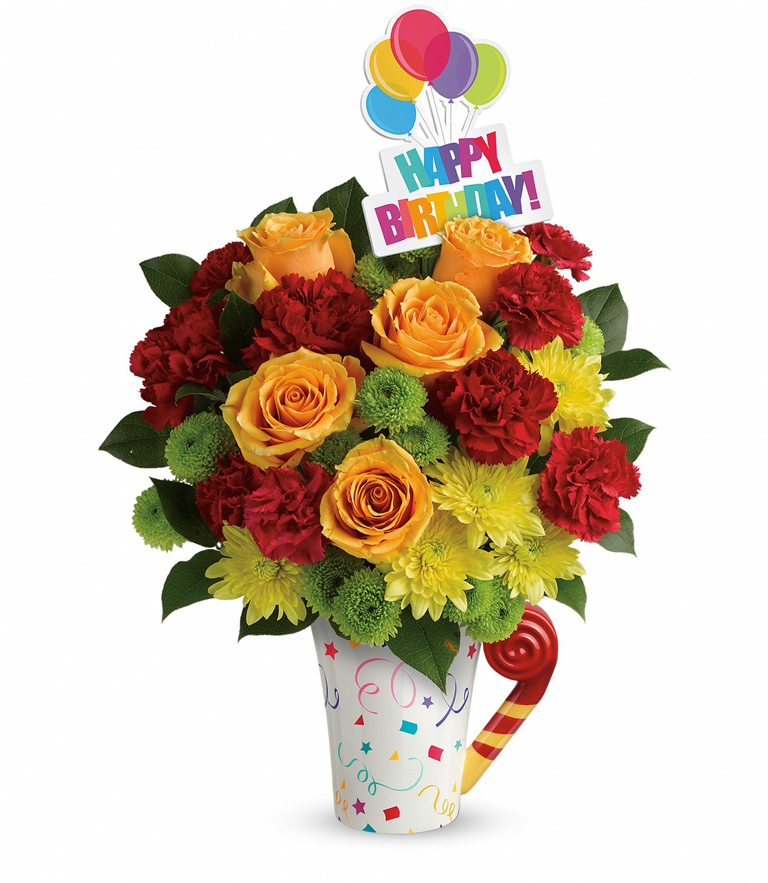 happy birthday red roses bouquet