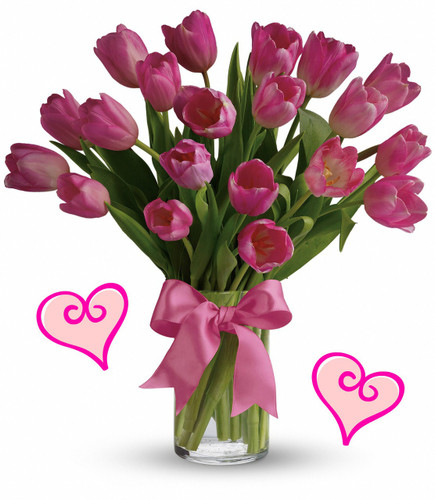 20 Pink Tulips for Valentines Day by Enchanted Florist Pasadena TX.  Twenty pink tulips are long lasting and a beautiful non traditional option for Valentines Day for when your special someone wants you to think outside the box. When pink is the only option this Valentines Day!  RM948 
