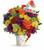 Happy Birthday Flower Bouquet in Celebrate Mug from Enchanted Florist. Your delightful gift bursts with orange roses, purple carnations, red miniature carnations, yellow buttons, yellow daisies, bells of Ireland, filler flower and various greenery. Hand delivered by a florist professional in our exclusive Cheers to You mug. SKU RM178