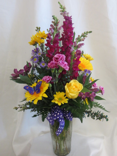 purple and yellow rose bouquet