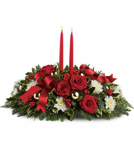 Holiday Shimmer Christmas Centerpiece With Candles