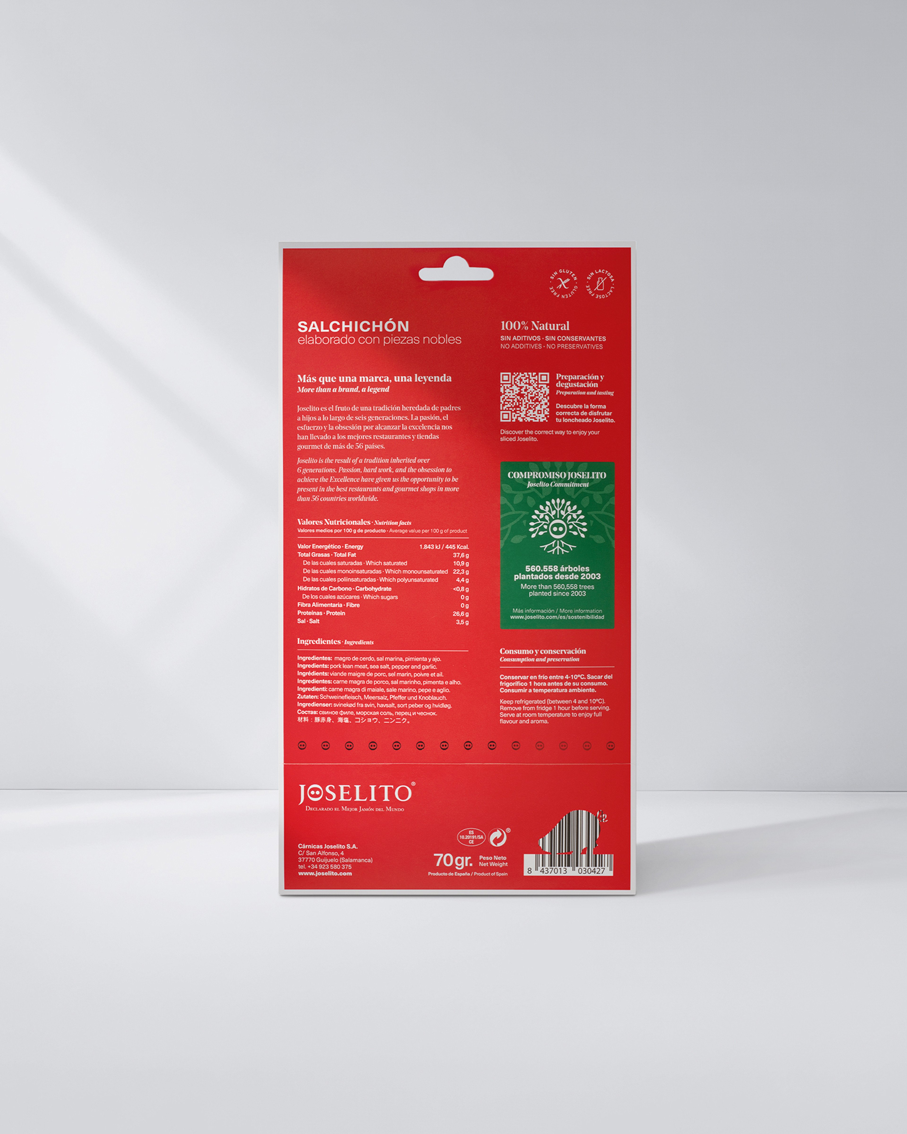 Salchichón loncheado Joselito trasera