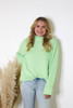 The Abby Long Sleeve Knit Turtle Neck Sweater In Ice Green