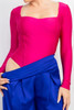 The Doubled Long Sleeve Bodysuit In Fuchsia