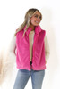 Reversible Fur Puffer Vest in Hot Pink 