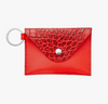 Oventure Leather Mini Envelope Wallet Cherry On Top Red Croc Embossed