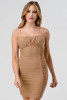 Taupe Mesh Ruched BodyCon Mini Dress