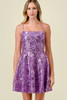 Lavender Floral Sequin Mini Dress