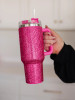 Rhinestone Hot Pink 40 ounce Tumbler with Handle