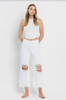 90's Vintage High Rise Crop Jeans White