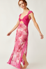 Free People Rosey Combo Hot Pink  Suddenly Fine Maxi Dress