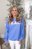 Teacher Patch Sweatshirt TEACH in pink on Heather Blue Sweatshirt