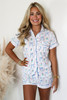 Tie Me a Bow PJ Top in Floral Pink and Blue