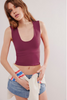 Free People Clean Lines Muscle Cami in Beet Red  