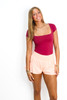Free People Clean Lines Baby Tee in Beet Red