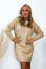 Cableknit Sweater Dress in Tan