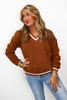 Brown Rust V-Neck Sweater