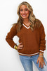 Brown Rust V-Neck Sweater