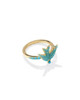 Kendra Scott Womens Melody Bird Cocktail Ring Gold Teal Crystal size 7