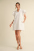 White Eyelet Flutter Sleeve Dress