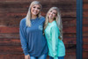 Monogrammed Comfort Colors Pocket Tee | Long Sleeve |  Blue Jean 