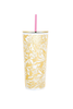 Lilly Pulitzer Tumbler with Pink Straw Safari Sangria Gold Pattern