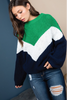 Color Block Zig Zag Sweater | Green