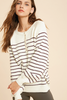 Lost Control Stripe Button Pullover Ecru Black